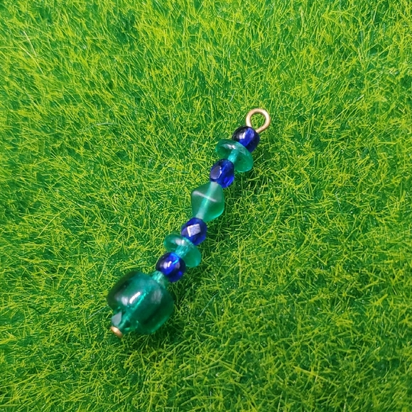 Artisan Sea Blue Beaded Pendant P311 - Picture 1 of 3